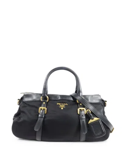Pre-owned Prada Buckle-detail Tote Bag In Black