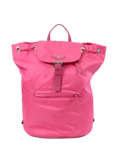 Pre-owned Prada Buckle-fastening Drawstring Backpack In Pink