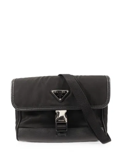 Pre-owned Prada Buckle-fastening Mini Shoulder Bag In Black