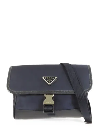 Pre-owned Prada Buckle-fastening Shoulder Bag In Blue