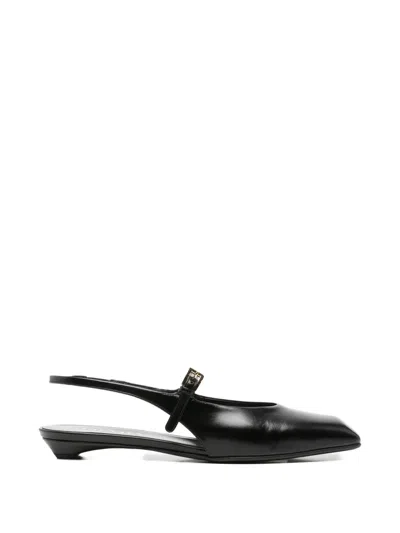 Pre-owned Prada Buckle-strap Slingback Flat Pumps In Black