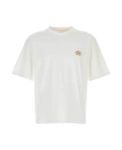 Prada Burberry Logo Embroidered T Shirt In White