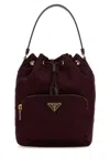 Prada Burgundy Drawstring Bucket Bbag In Burgundy