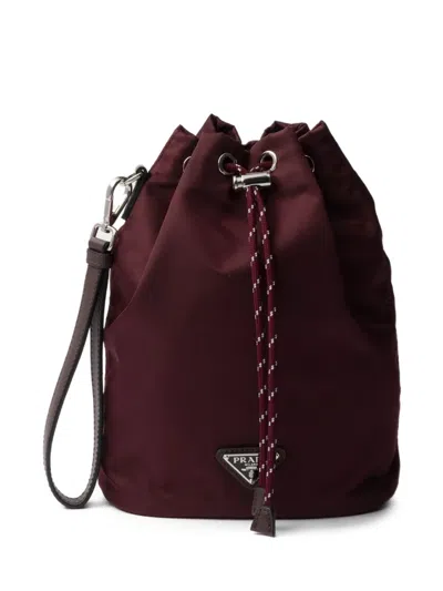 Prada Burgundy Fabric Clutch In Purple