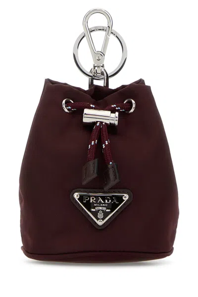 PRADA BURGUNDY FABRIC KEY RING