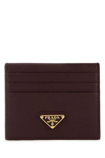 Prada Burgundy Leather Card Holder