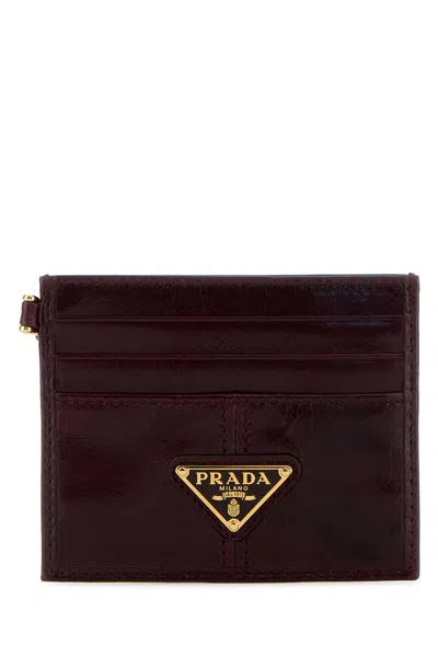 Prada Burgundy Leather Card Holder