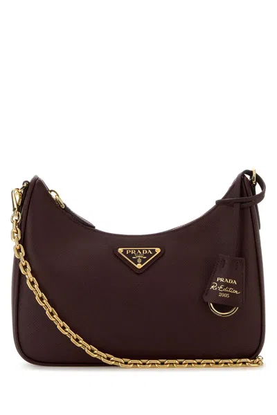 Prada Burgundy Leather Re-edition 2005 Shoulder Bag