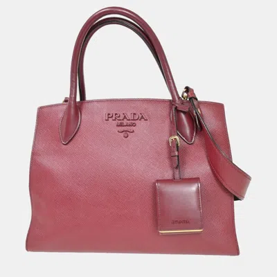 Pre-owned Prada Burgundy Leather Saffiano Handbag