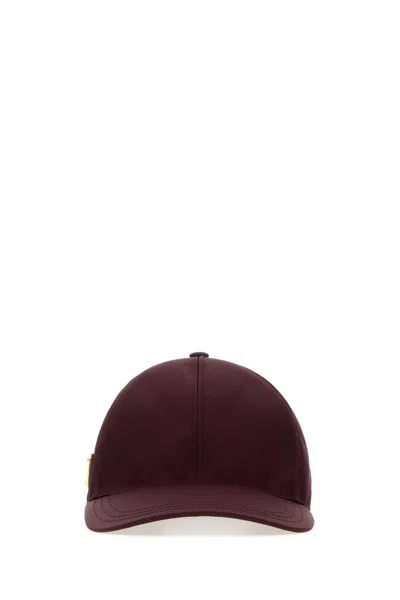 Prada Nylon Baseball Cap Panel Construction Visor Brim In Brown