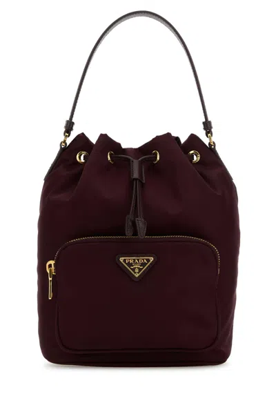 Prada Burgundy Re-nylon Duet Bucket Bag