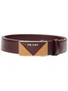 Prada Adjustable Buckle Belt In Burgundy