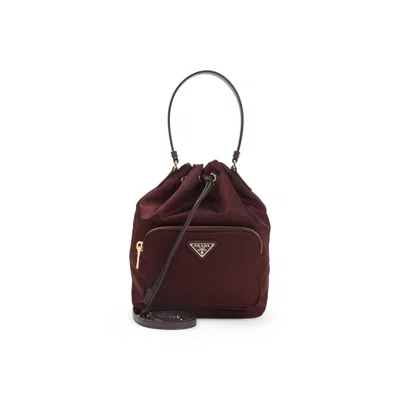 Prada Re-nylon Triangle-logo Drawstring Bucket Bag In Purple