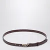 Prada Burgundy Saffiano Belt With Triangle Logo In Brown