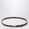 Prada Burgundy Saffiano Belt With Triangle Logo In Brown