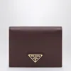 Prada Burgundy Saffiano Small Wallet In Brown