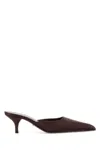 Prada Satin Mules Kitten Heel Pointed Toe In Bordeaux