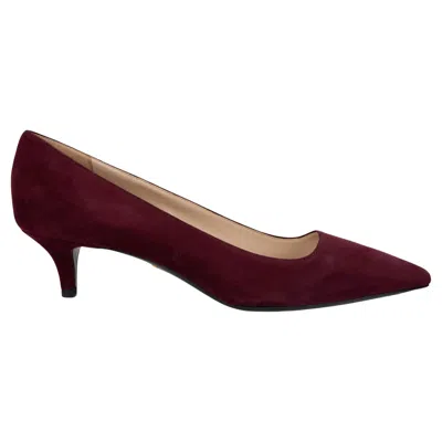 Pre-owned Prada Burgundy Suede Classic Pointed Toe Pumps Shoes 37.5 In Red
