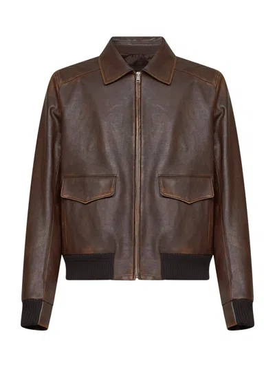 PRADA PRADA BURNISHED CALF LEATHER JACKET