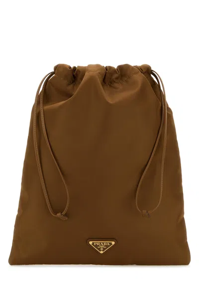 Prada Busta In Tessuto Biscotto Donna In Brown