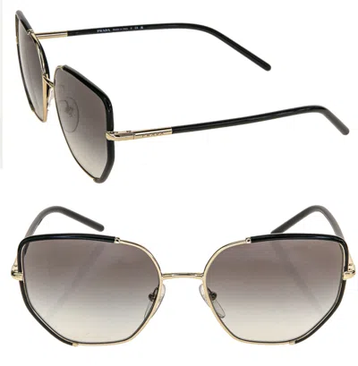 Pre-owned Prada Butterfly Black Gold Geometric Logo Pr50ws 50w Fashion Sunglasses In Gray