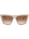 Prada Womens Tan Pr 21zs Branded-arm Butterfly-frame Acetate Sunglasses In Pink