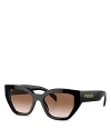 Prada Butterfly Sunglasses, 53mm In Black/brown Gradient