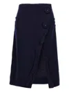 Prada Button-detailed Cashmere Midi Skirt In Blue