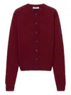Prada Womens Burgundy Triangle-logo Cashmere Knitted Cardigan In Red