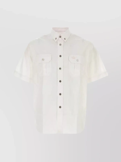 Prada Button-down Collar Poplin Shirt In White