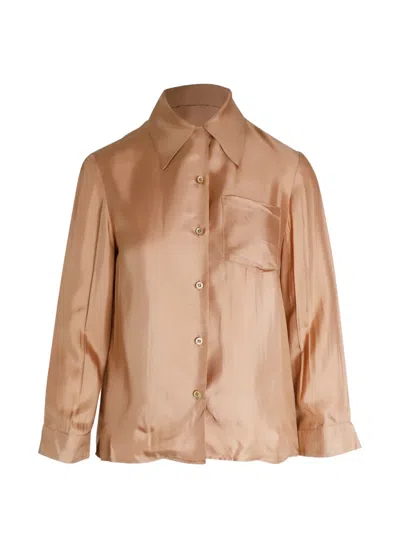 Pre-owned Prada Button-down Long-sleeve Silk Shirt In Pink