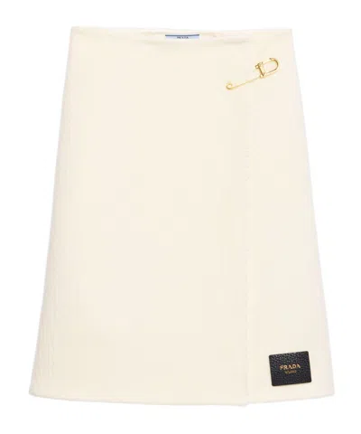 Prada Twill Midi Skirt In Ivory