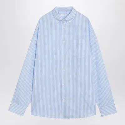 Prada Button-down Striped Shirt In Cotton In Light Blue