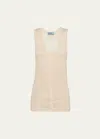 Prada Buttoned Cashmere Tank Top In F0018 Naturale