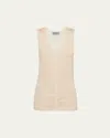 Prada Buttoned Cashmere Tank Top In Naturale