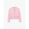 Prada Womens Pink Button-embellished Boxy-fit Cashmere Cardigan