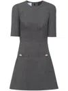 Prada Button-embellishment Wool Minidress In Grey