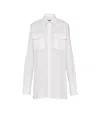 Prada Longline Shirt With Pointed Collar And Chest Pockets In White