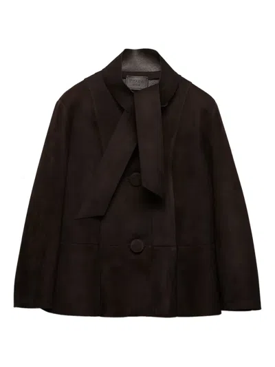 PRADA BUTTON-FASTENING SUEDE JACKET