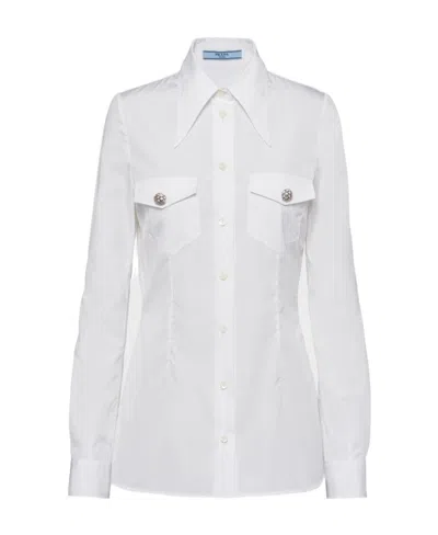 Prada Button Long-sleeved Shirt In White