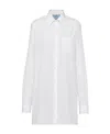 Prada Poplin Button Down Mini Dress In White