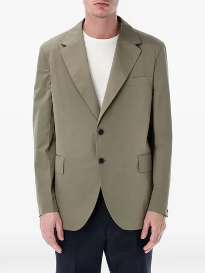 Prada Button Poplin Blazer In Green