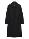 Prada Button Tab Wool Coat In Black