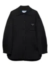 Prada Button Triangle-logo Jacket In Black