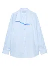 Prada Button Triangle-logo Shirt In Blue