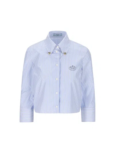 Prada Button-up Striped Shirt In White