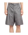 Prada Button Zipper Shorts In Gray