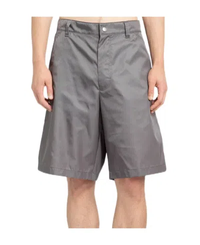 Prada Button Zipper Shorts In Gray