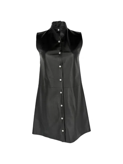 Pre-owned Prada Button-down Sleeveless Dress In Black