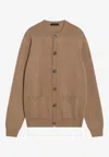 Prada Camel-coloured Cardigan In Cashmere Men In Brown